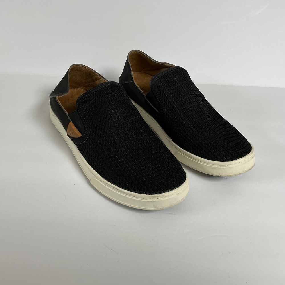 OluKai Pehuea Women's Black Textile Slip On Sneakers US 8 EUR 38